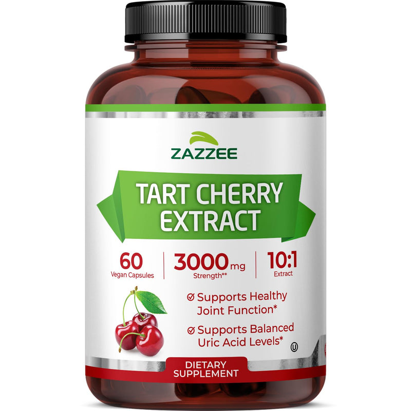 [Australia] - Zazzee Tart Cherry 10:1 Extract, 3000 mg Strength, 60 Vegan Capsules, 2 Month Supply, Certified Kosher, Concentrated and Standardized 10X Extract, 100% Vegetarian, All-Natural, Gluten Free, Non-GMO 60 Count 