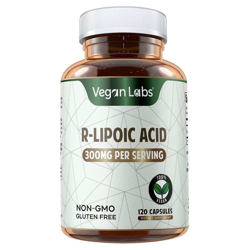 R-Lipoic Acid 300MG, 120 Vegan Capsules- Supports Cellular Energy and Antioxidant Protection- Gluten Free, Non-GMO, Stabilized R-ALA Supplement- 4 Month Supply