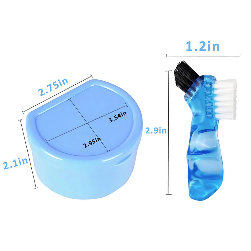 [Australia] - [2025 Upgrade] Dark Blue Denture Bath Box with Brush, Denture Cup, Soaking Holder, Denture Container, Mouth Guard, Storage case with Lid, Waterproof Cleaning 