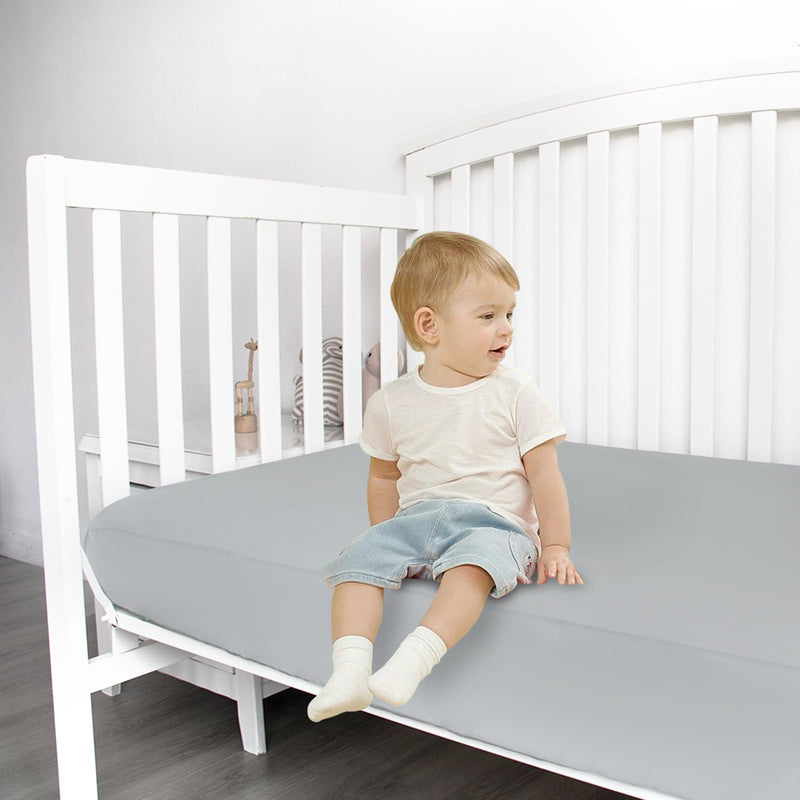 [Australia] - Stretchy Crib Sheets for Boys Girls, 2 Pack Baby Crib Sheets Fitted for Standard Crib and Toddler Bed Mattress 52" x 28", Soft and Breathable Fitted Crib Sheets Neutral, Grey 