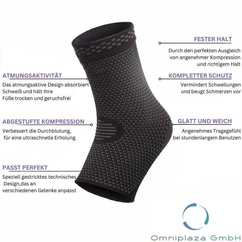 [Australia] - Omni Fit ankle support (1 piece) Maximum comfort, no sweating, no restrictions - for sports, arthritis, plantar fasciitis & more. For long-lasting relief and full freedom of movement. L Black 