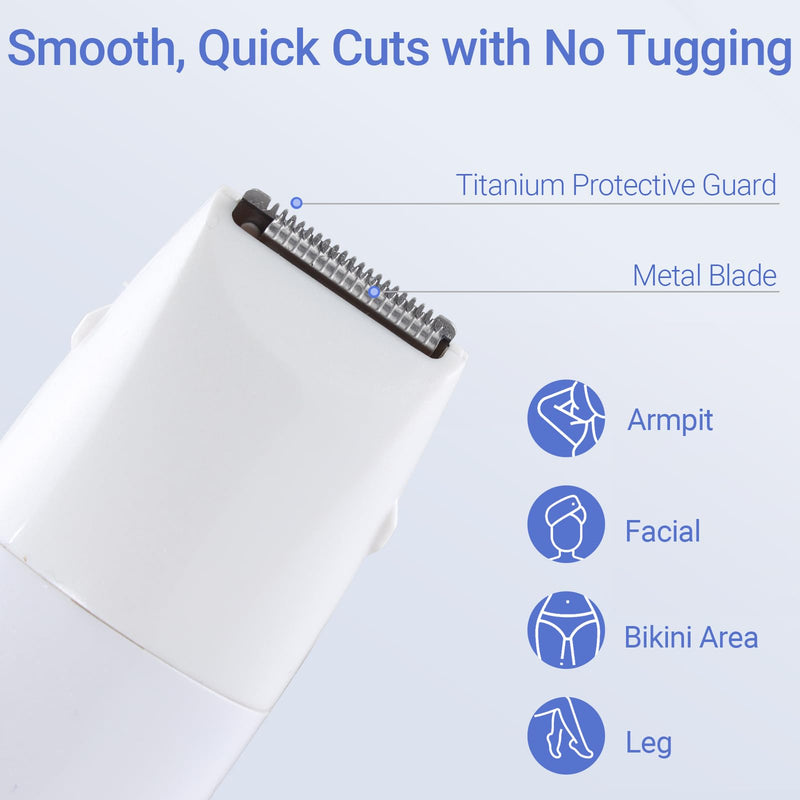Bikini Trimmer for Women, 6-in-1 Body Hair Trimmer, Facial & Pubic Hair Removal, IPX7 Waterproof Wet & Dry Grooming Electric Shaver Kit,Cordless Travel Razor with USB Charging Dock