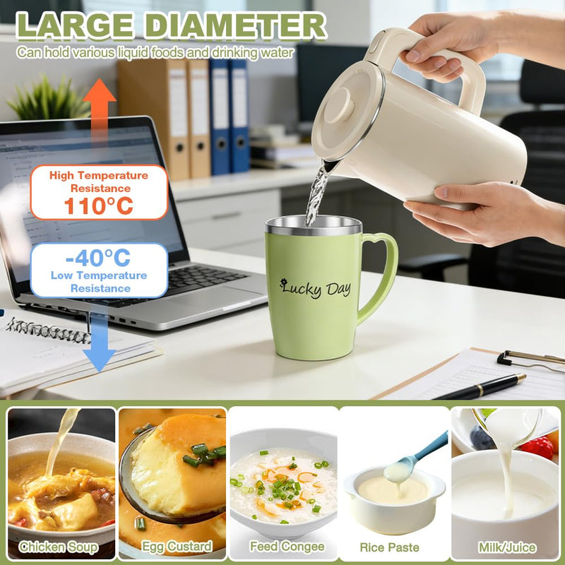 3 in 1 Beakers for Elderly 350ml, Non Spill Cups for Elderly, with 30cm Long Straw, Handle and Leakproof Lid, Adult Sippy Cups for Bedridden Seniors, Dysphagia & Disability Care Green