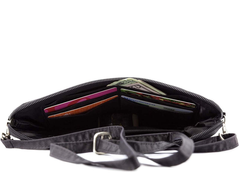 Big Skinny Women's Cheshire Slim Convertible Bag, Holds Up to 20 Cards Black