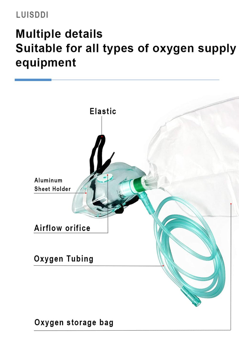 [Australia] - 2PCS Adult Non-Rebreather Oxygen Mask with Reservoir Bag - Size L L-2pack 
