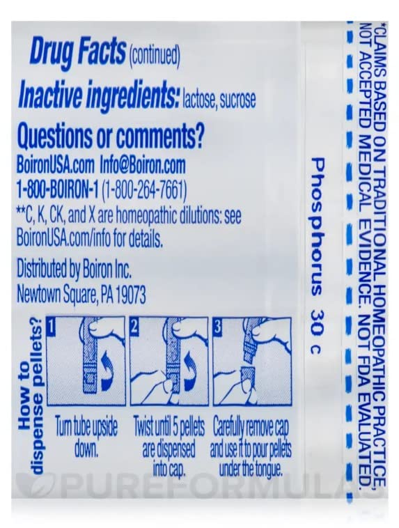 Boiron Homeopathic Phosphorus, 30C Pellets, 80-Count Tubes (Pack of 5)
