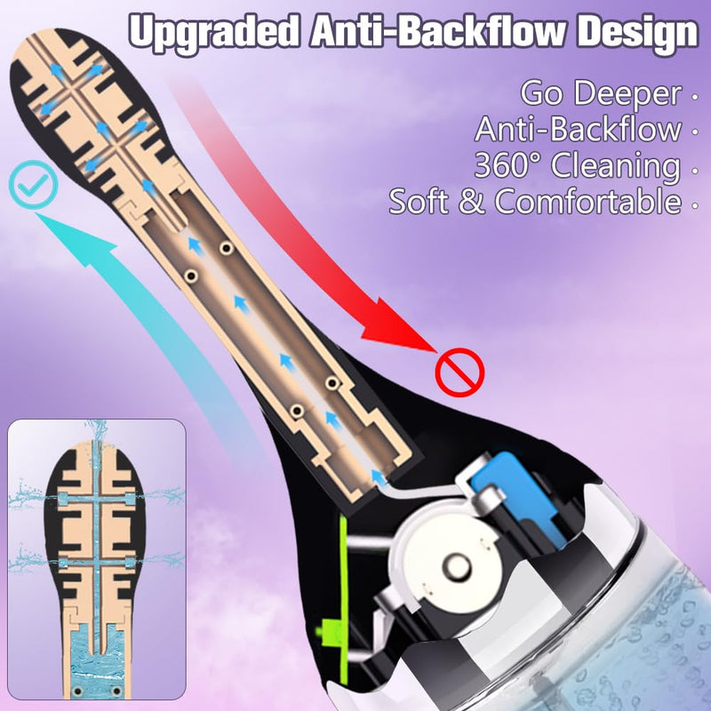[Australia] - Anal Douche Automatic Enema Bulb - Electric Enemas for Colon Cleanse for Women with 3 Speeds 5 Spouts, Silicone Douches for Men Anal Cleaner, Remote Control Enema Kit Anti-Backflow Bottle 20oz 