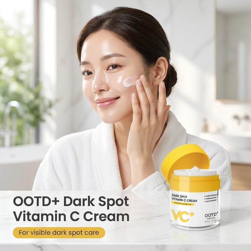 #OOTD Vitamin C Face Cream for Sensitive Skin, 1.69 fl oz | Korean Skincare | Clinically tested to reduce melanin by 15.4% in 14 days; Vitamin C face cream fades dullness for a radiant glow