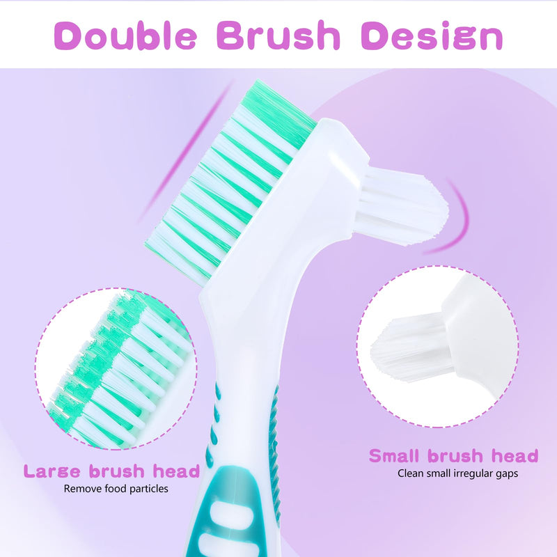 [Australia] - DIVINA VITAE 30Pcs Denture Toothbrush Multi-Layered Soft Bristles Denture Cleaning Brush Bulk Denture Brush with No-Slip Handle for False Teeth, Dental Devices, Mouth Guard(4 Colors) 