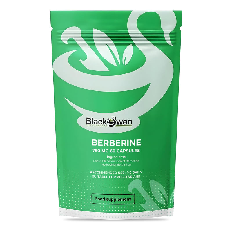 Black Swan Berberine Supplement 750mg Capsules - Pure Berberine HCL High Strength Supplement - Berberine Weight Loss Vegan Formulated Capsule Anti-oxidant and Anti-inflammatory - 60 Capsules 60 count (Pack of 1)