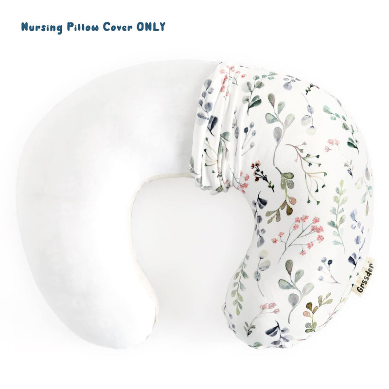 [Australia] - GRSSDER Nursing Pillow Cover Stretchy Minky Removable Nursing Covers for Breastfeeding Pillows, Ultra Soft Comfortable Slipcover for Girls, Stylish Flora Pattern Fresh Green 