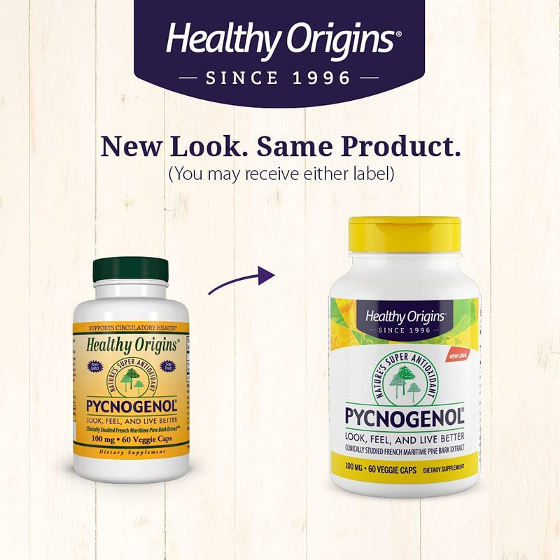 [Australia] - Healthy Origins Pycnogenol 100 mg - Premium Pine Bark Extract - French Maritime Pine Bark Extract for Heart Health, Skin Care & More - Gluten-Free & Non-GMO Supplement - 60 Veggie Caps 60 Count (Pack of 1) 