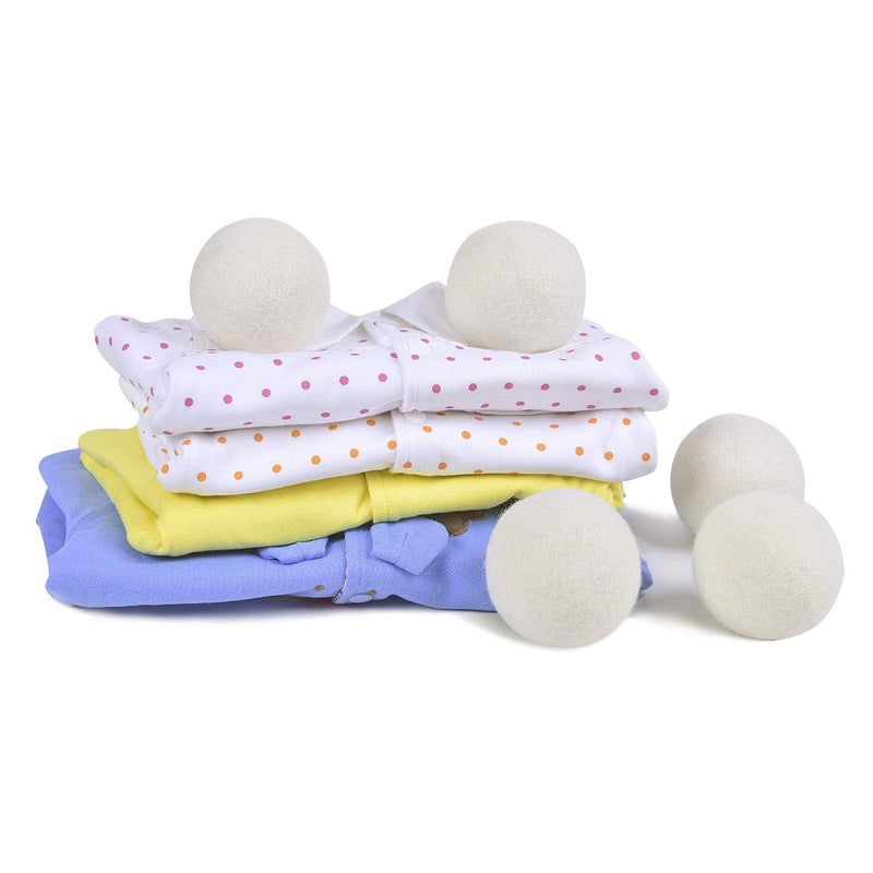 Wool Dryer Balls 6-Pack XL Laundry Dryer Balls Reusable Natural Fabric Softener New Zealand Organic Wool Handmade Reduce Wrinkles & Shorten Drying Time by WANTELL (White, XL)