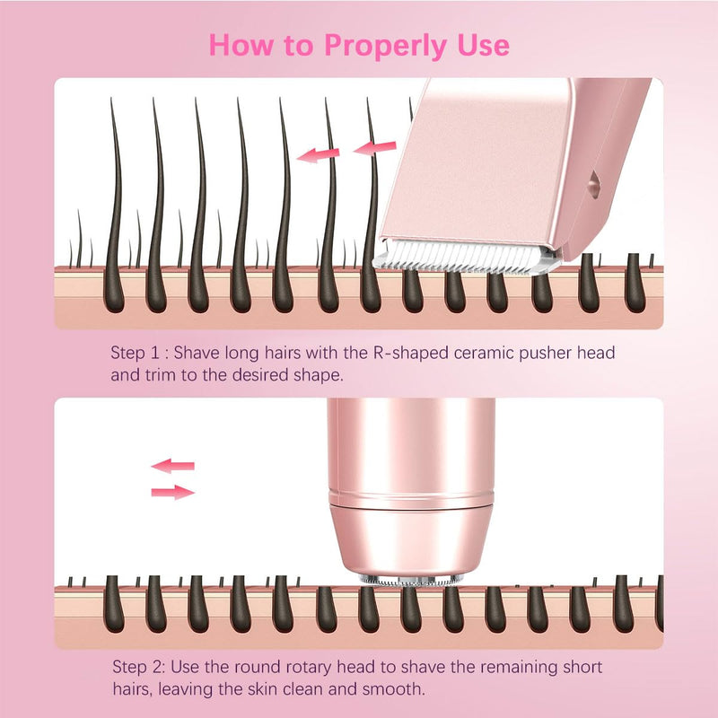 [Australia] - Bikini Trimmer for Women、Dermave Bikini Shaver 2-in-1 Dual Head Shaver Electric Razors for Women、Independent Control、 Ipx7 Waterproof 