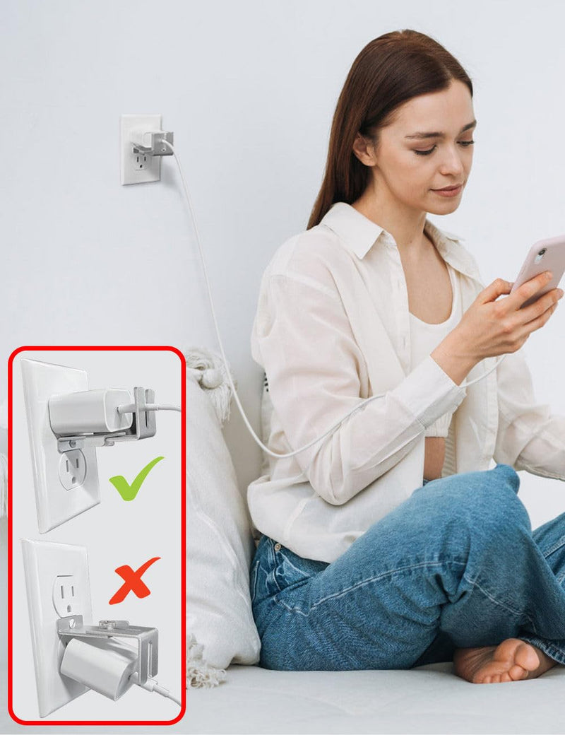 [Australia] - Charger Lock to Outlet, ILIVABLE Adjustable Metal Outlet Lock, Firmly Secures Power Plug from Unplugging (Silver, 1 Pack) Silver, 1 Pack 