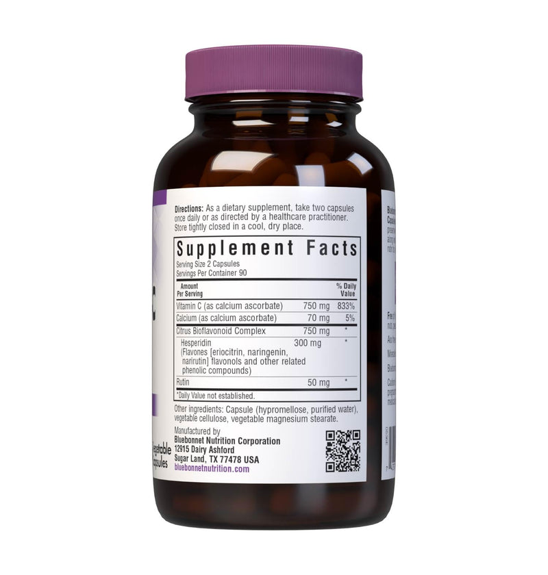 Bluebonnet Nutrition Mega Bio-C Formula Vegetable Capsules, High Potency Buffered Vitamin C, for Immune Health, Soy Free, Gluten Free, Non-GMO, Kosher, Dairy Free, Vegan, 180 Count | Third-party tested for purity and potency; manufactured in the USA