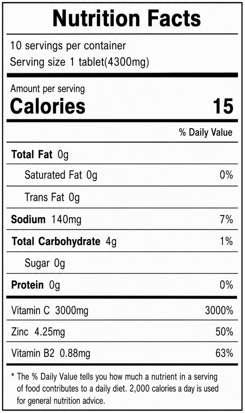Korean Food Everteen MegaVita C3000 Effervescent Drink, Citrus, 10Tabs x3PK | Citrus-flavored effervescent beverage tablets with 3 packs of 10 tablets each Yuzu (30 Counts)