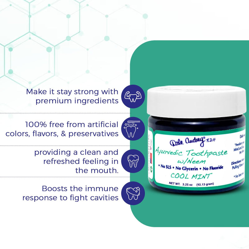 [Australia] - Dale Audrey Ayurvedic Mineralizing Toothpaste for Sensitive Teeth| Organic Refreshing Mint Flavor Teeth Whitening and Fresh Breath | Natural Toothpaste for Gums and Bad Breath(3.25 Oz) 