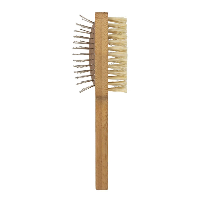 Burt's Bees for Pets Double Sided Pin & Hemp Bristle Dog Brush | Best All-Purpose Dog Brush to Reduce Shedding | for Long & Short Haired Large Dogs, Bamboo Brown Large - 1 Count - PawsPlanet Australia