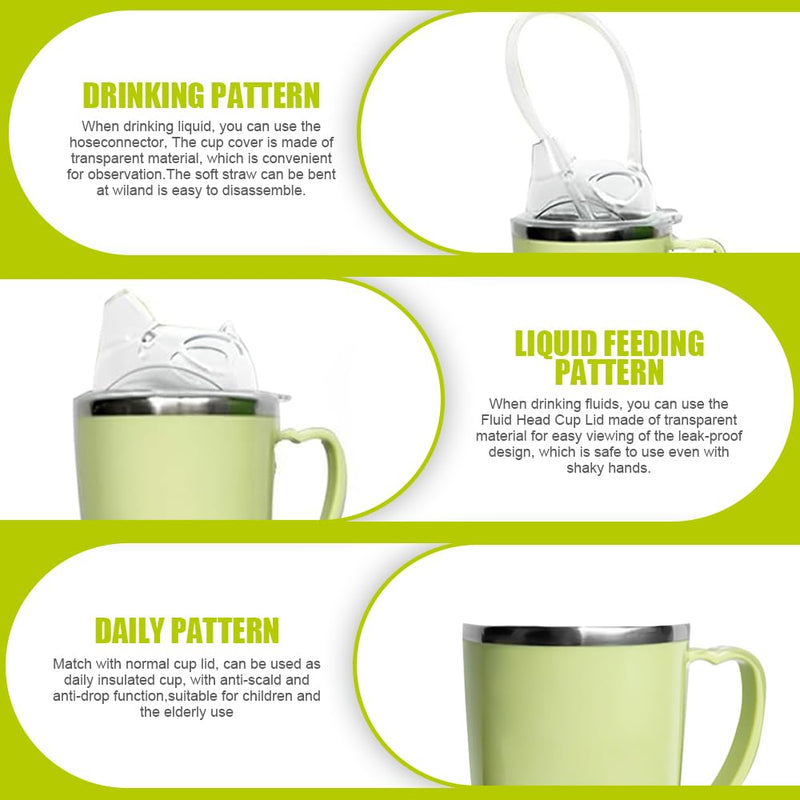350ml Adult Sippy Cup, 3-in-1 Beakers for Elderly, Adult Sippy Cups for The Elderly Non Spill, Sippy Cup for Adults with Handle, Stainless Steel Dysphagia Cups for Elderly Patient