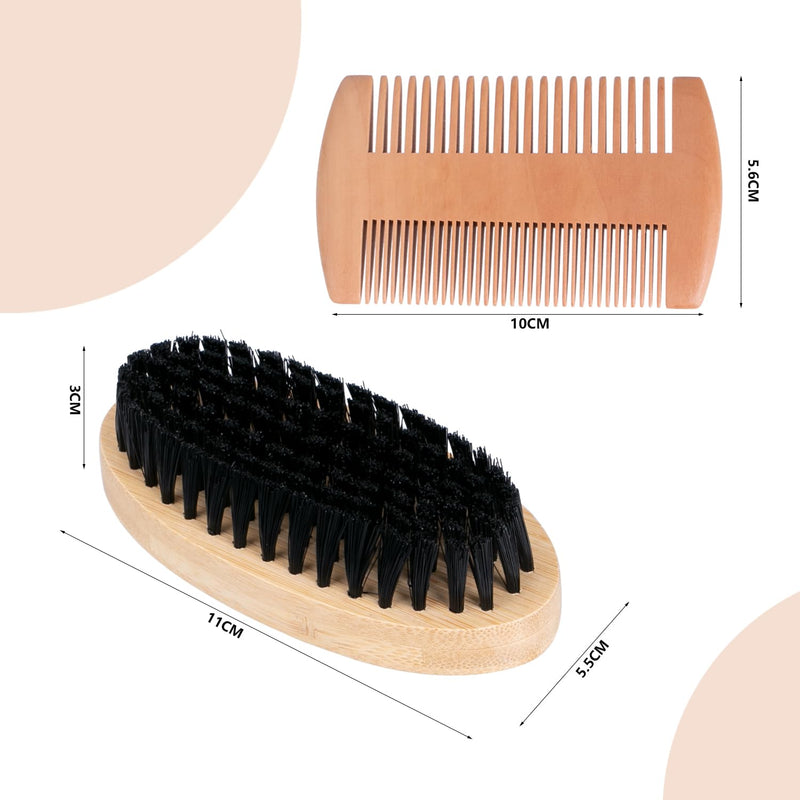 [Australia] - Acooruiteng Beard Brush Beard Comb Beard Brush Men Beard Comb Men Beard Brush Beard Brush Beard Comb Beard Comb Bristle Brush for Daily Beard Care Pack of 2 