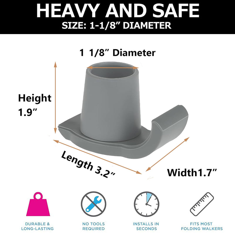 [Australia] - Magicorange Walker Glide Skis, 4 Pcs Universal Fit Walker ski Glides,Easy to Use Rubber Walker Glides,Walker Feet Replacement (Grey) Grey 