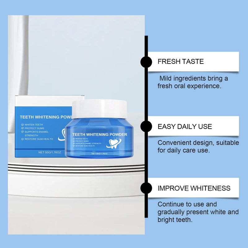 [Australia] - Teeth Whitening Powder 50g - Toothpaste Whitening Powder, Helps Remove Surface Stains: Coffee, Tea and Tobacco Stains, Mint Flavor, No Sensitivity 