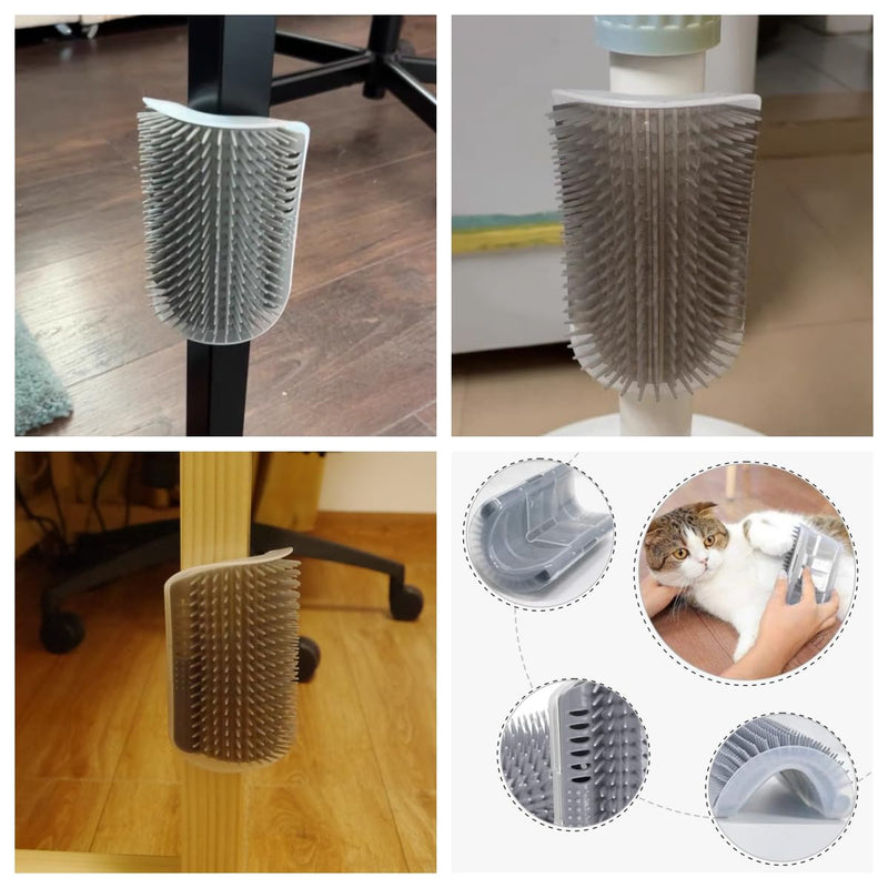 Cat Brush Upgrade Self Groomer Corner Brush and Massager with Catnip for Indoor Cats - 2 Pcs, Wall Scratcher for All Hair Cats Dogs - PawsPlanet Australia