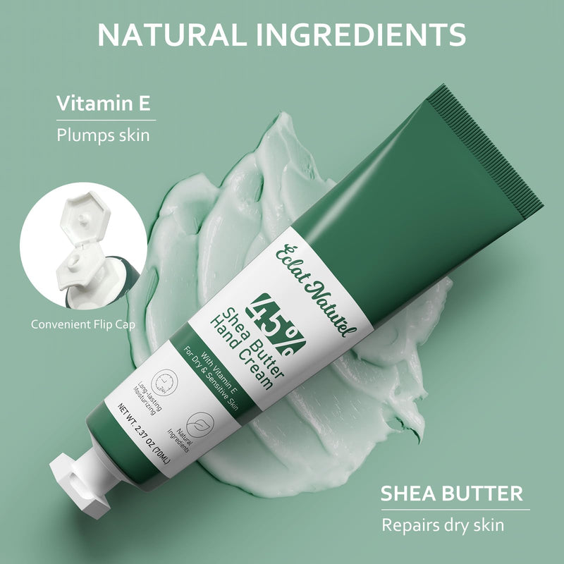 Shea Butter Hand Cream, Hand Moisturizer with 45% Shea Butter and Vitamin E, Hydrating Deep Moisturizing Cream, Hand Lotion for Dry Hands (Pack of 2) 3.37 Fl Oz (Pack of 1)