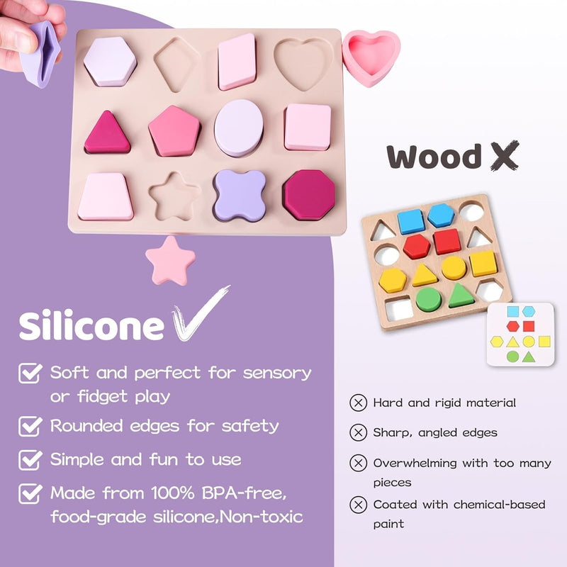 Silicone Shape Puzzles for Dementia and Alzheimer’s, Cognitive Matching Games for Seniors, Sensory for Memory Care and Anxiety Relief, Tactile Stimulation