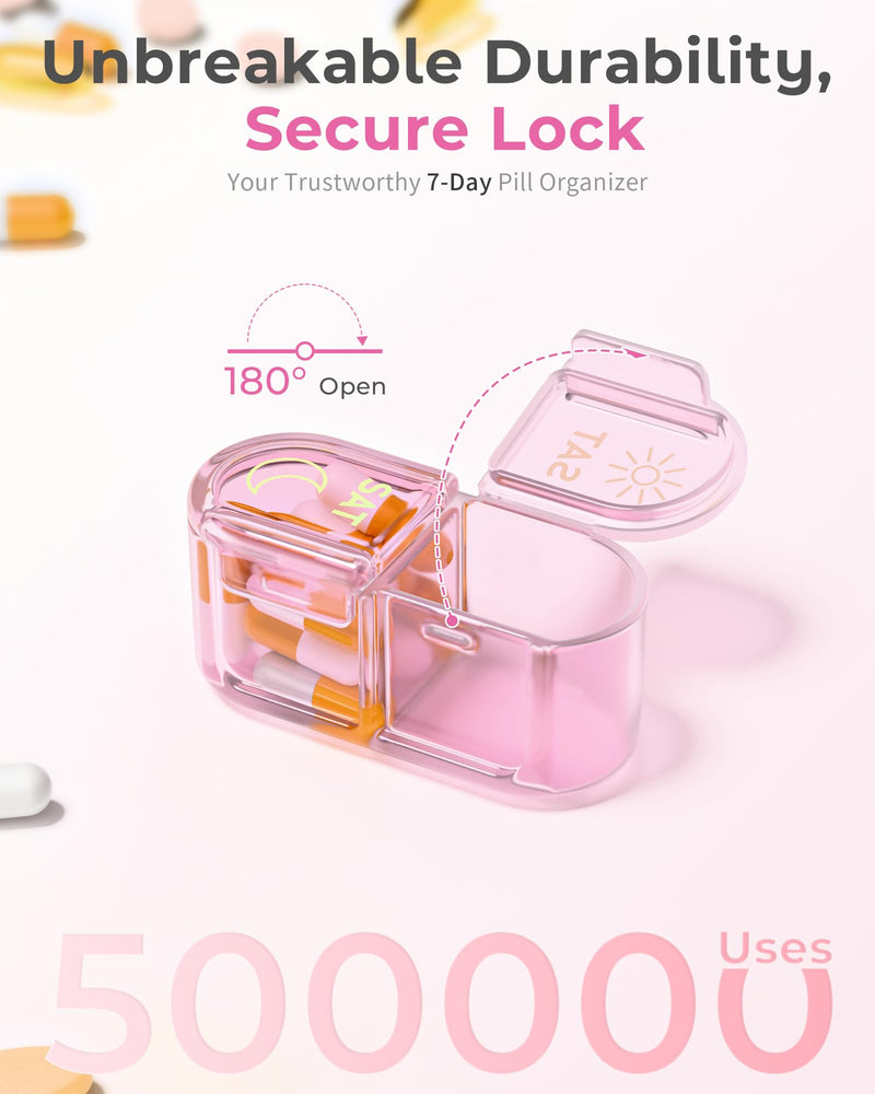 [Australia] - ùêèùê¢ùê•ùê• ùêéùê´ùê†ùêöùêßùê¢ùê≥ùêûùê´, Am & Pm Pill Organizer 7 Days, Weekly Pill Organinzer 2 Times a Day, Pill Box 7 Day, Medicine Pill Organizer for Travel, Vitamins, Fish Oils, Supplements Pink Purple 