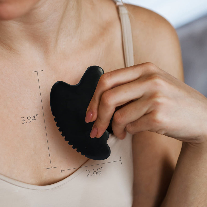 [Australia] - Gua Sha Facial Tools, Natural Bian Stone Gua Sha Jade Massage Tool, Body Gua Sha Stone with Comb, Large GuaSha Set for Traditional Acupuncture Therapy(Wave-Edge) Wave-Edge 