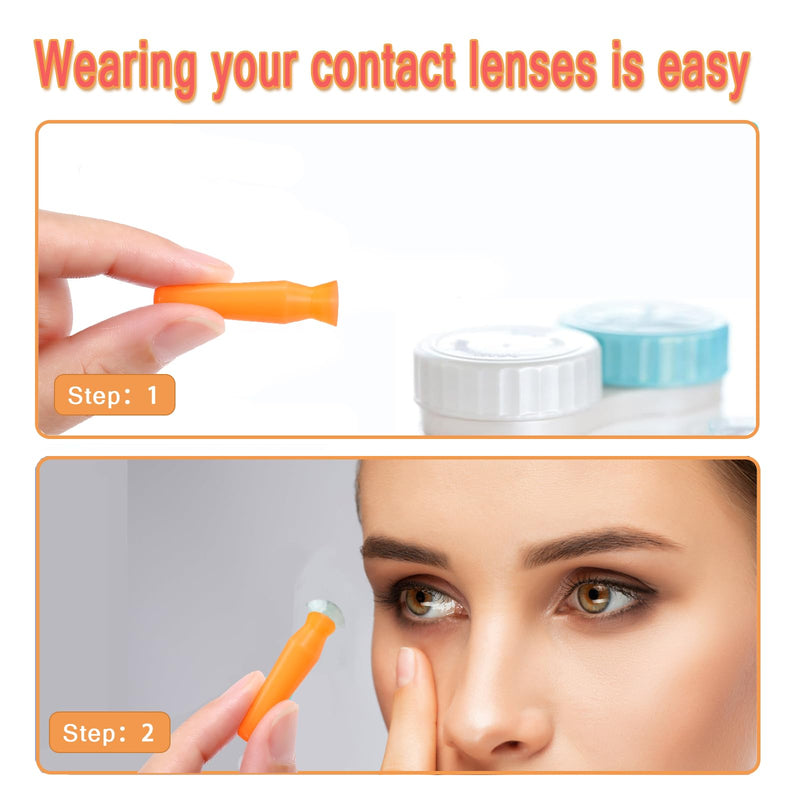 [Australia] - 8 Pack Scleral Lens Inserter Tool, Ventless Contacts Inserter Applicator for Hard Contact Lenses, RGP & Prosthetic Eyes, Individual Container, Safely, Comfortably, Orange 8 