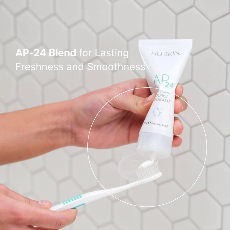 [Australia] - Nu Skin AP 24 Whitening Fluoride Toothpaste | AP 24 Blend | Vanilla Mint Flavor | Brightens Teeth | Removes Surface Stains | Prevents Dental Cavities & Plaque | Enamel-Safe | 4 oz | 1 Pack 4 Ounce (Pack of 1) 
