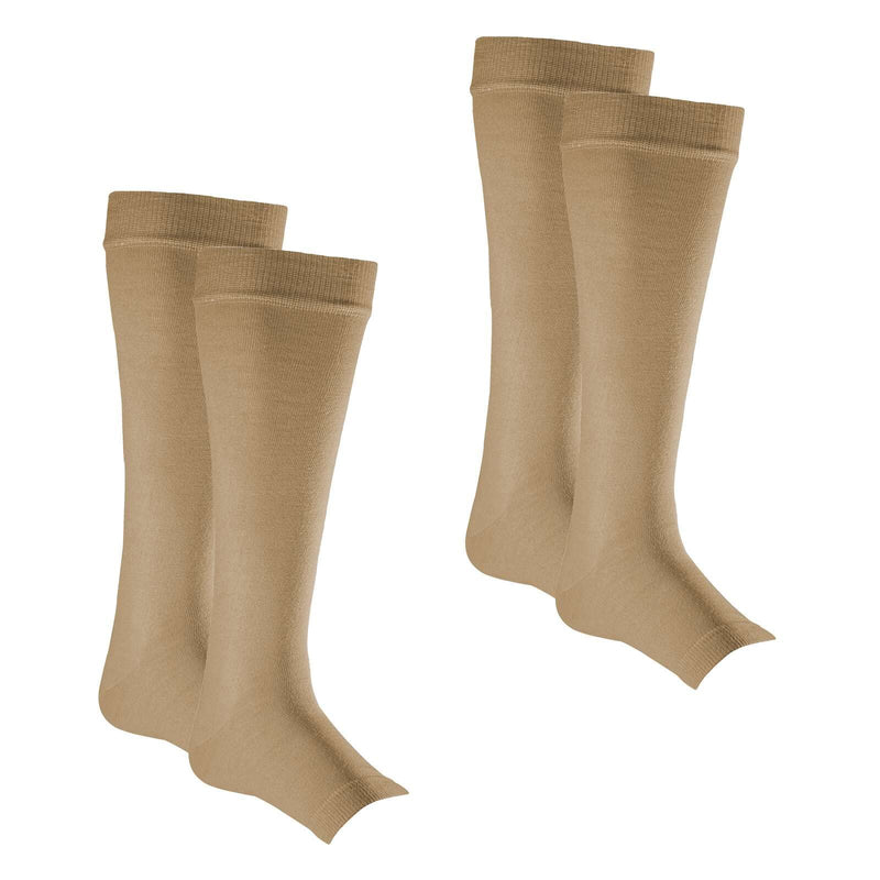 Leg Skin Protector Sleeves for Men & Women Protect Sensitive Leg Skin from Bruising, Tears, Abrasions & Sun Exposure Toeless Sock Protector for Thin Leg Skin | 2 Pair Small/Medium (2 Pair) Beige - 2 Pair