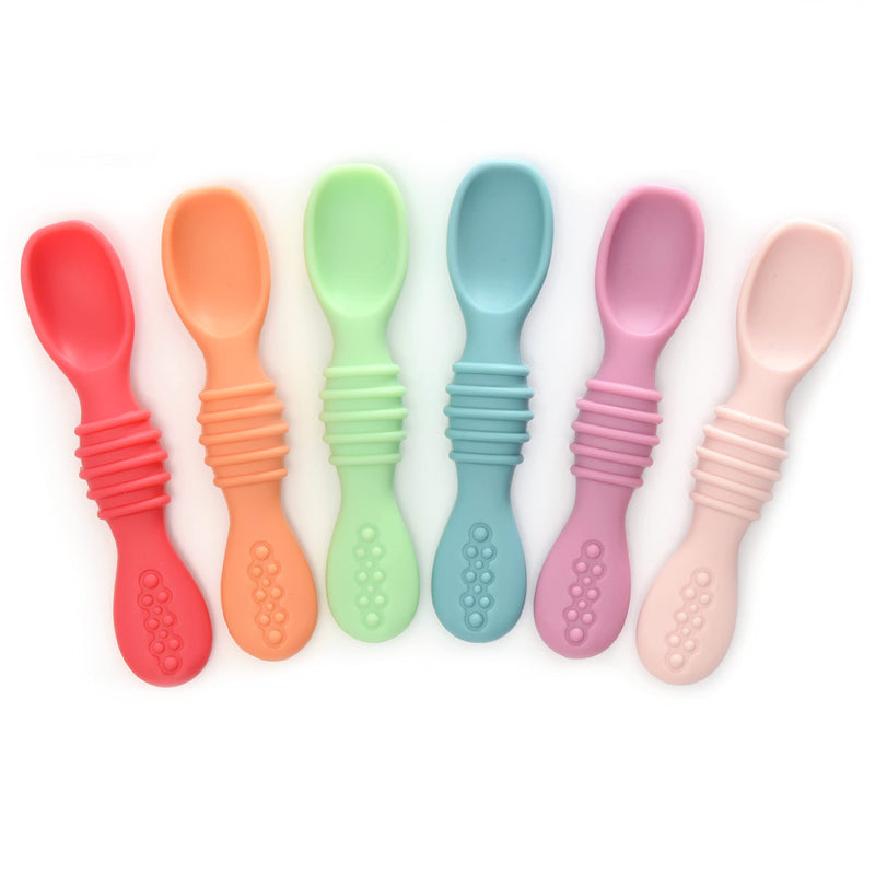[Australia] - PrimaStella Silicone Chew Spoon Set for Babies and Toddlers | Safety Tested | BPA Free | Microwave, Dishwasher and Freezer Safe Rainbow Chew Spoons 