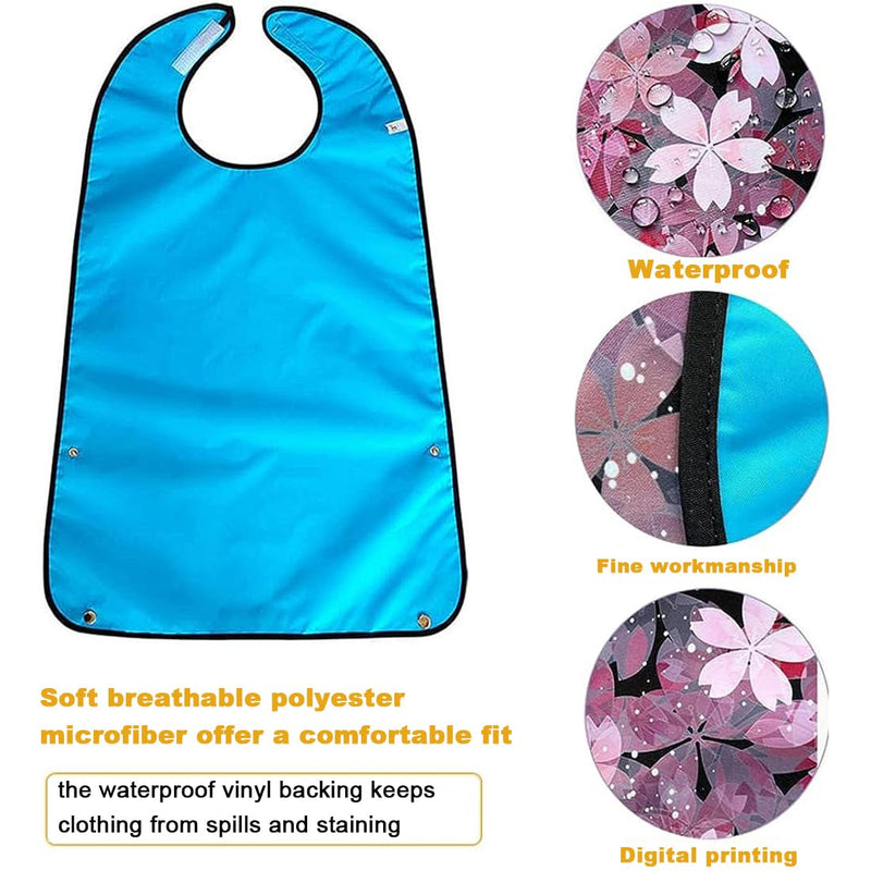 [Australia] - Adult Bibs for Women Washable Bib Reusable Waterproof Clothing Protector with Optional Crumb Catcher Pink1 Pcs 
