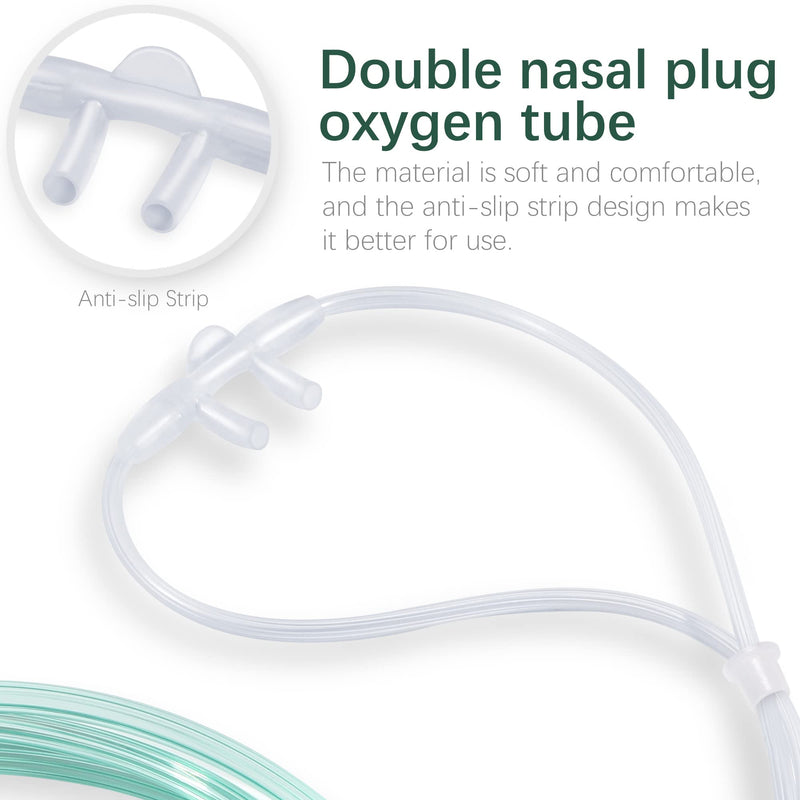[Australia] - Standard Oxygen Nasal Cannula for Adult - 7 ft, Soft Material, Kink Resistant, Lightweight Tubing (5 Pack) Green 5pack-7Ft 