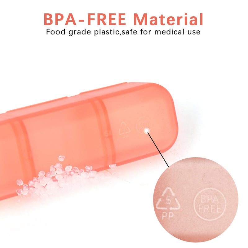 Pill Organizer 3 Times a Day Pink, Weekly Pill Case with Labels, Pill Box Medicine Organizer to Hold Vitamins and Medication | IPX7 Waterproof |21 Independent Sealing Rings