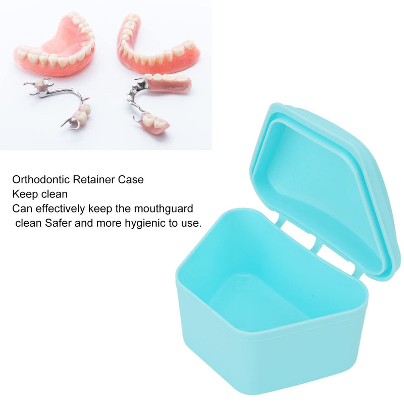 Trapezoid Retainer Case, Mouth Guard Cases, Denture Case Partial Tooth Case Denture Box Denture Storage Boxes, Travel Portable Denture Bath Box for Home Office Blue