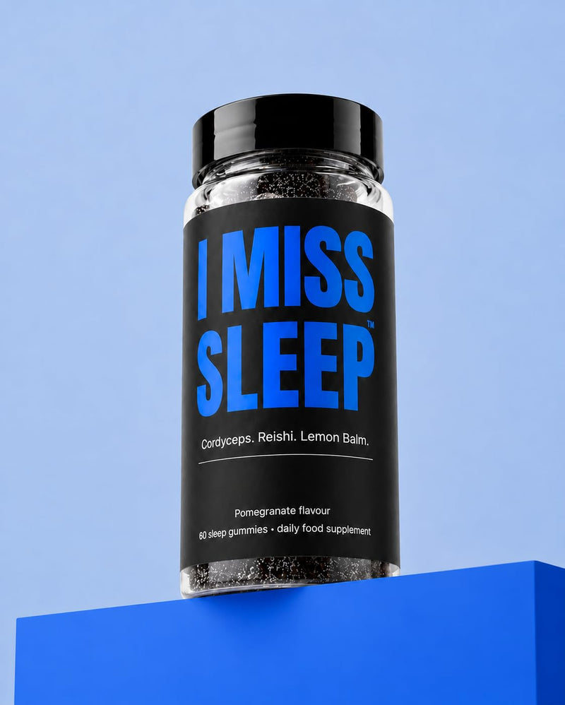 I MISS Sleep™ Sleep Gummies | Pomegranate Sleep Support | with Reishi, Lemon Balm, Cordyceps, Zinc, B Vitamins + Vitamin C | Contains 60 Gummies