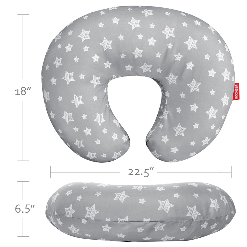 [Australia] - 2 Pack Nursing Pillow Cover Grey and Navy for Infant, Snug Fits Boppy Nursing Pillows, Breastfeeding Nursing Pillow Slipcovers Super Soft, for Breastfeeding Moms, with Star Print 