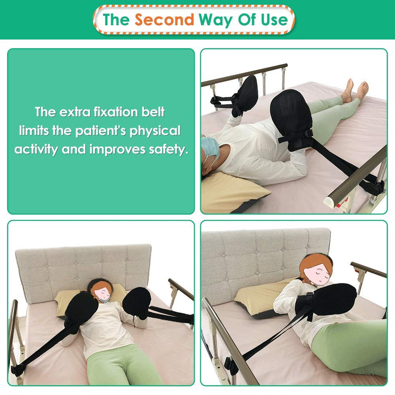 Bed Restraints Dementia Gloves Safety Hand Control Mitts Medical Bondage Locking Mittens Patients Caregivers Elderly Protectors Product, Prevent Scratching Harm, 1 Pair Dual Purpose, Black