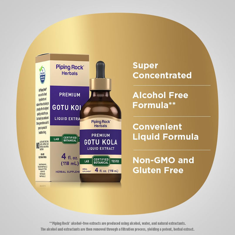 [Australia] - Piping Rock Gotu Kola Extract | 4 Fl Oz | Premium Liquid Herbal Supplement | Vegetarian | Alcohol Free | Non-GMO, Gluten Free 