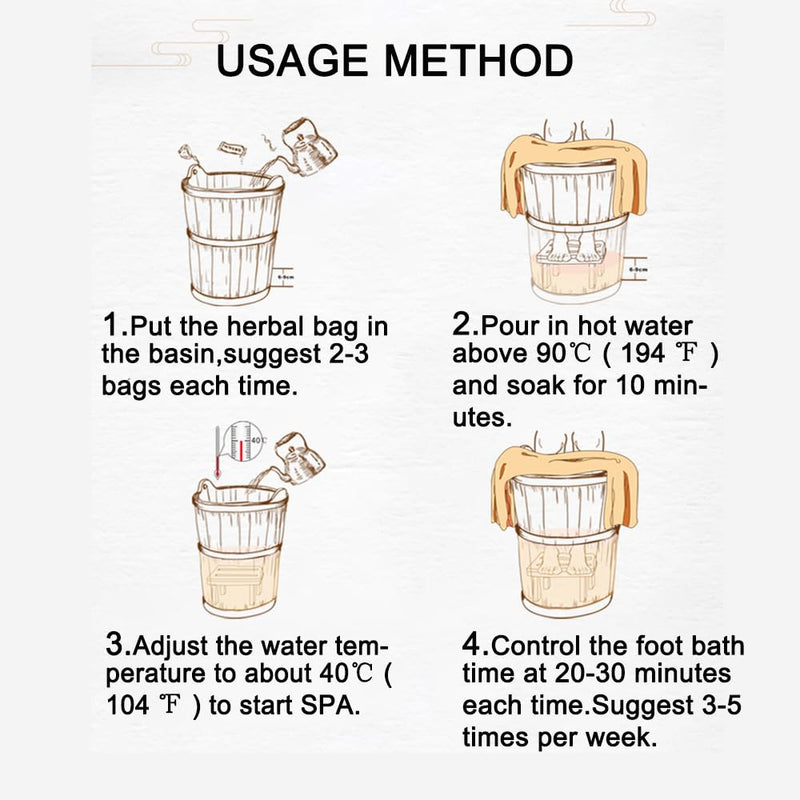100Bags Mugwort Herb Foot Soak , Lymphatic Drainage Chinese Herbal Organic Wormwood Leg Foot Bath Bag, Chinese Herbal Foot Bath Spa Powder Kits Foot Reflexology Rela