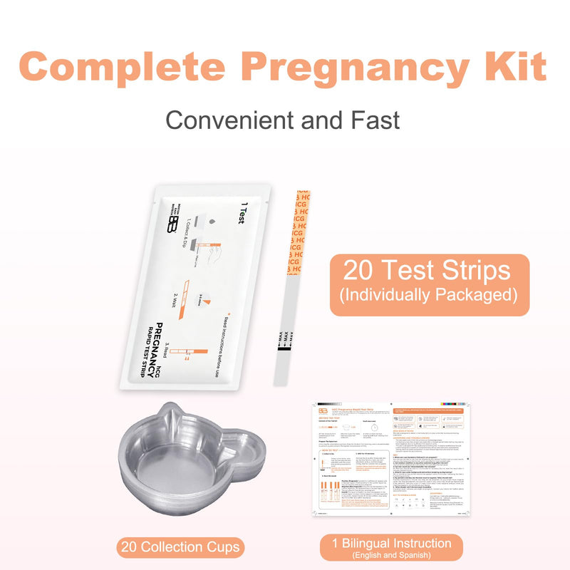 [20Pack] Pregnancy Tests for Women with Cups,Accurate Pregnancy Test Strips Early Home Detection HCG Test Pregnancy Kit
