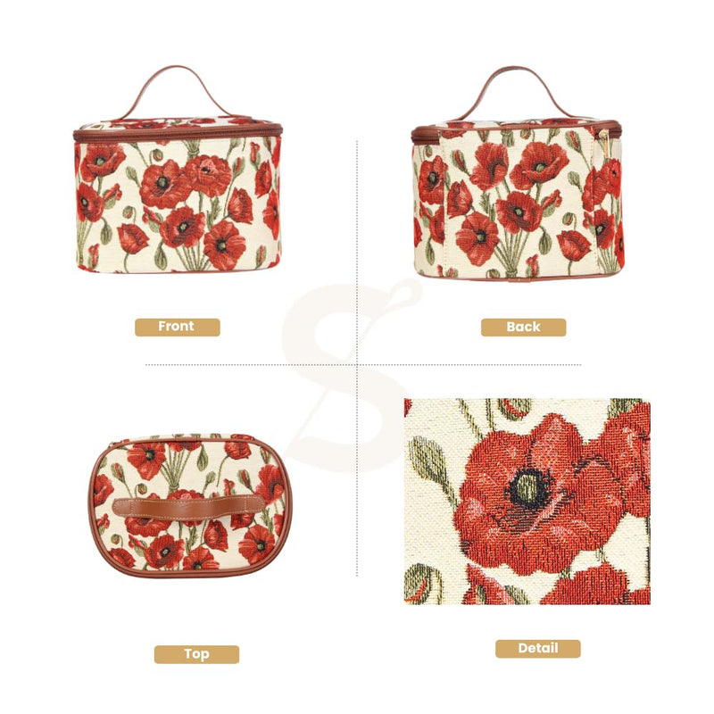 Signare Womens Vanity Bag/Toiletry Case/Make-Up Case, Available in 14 Designs Poppy