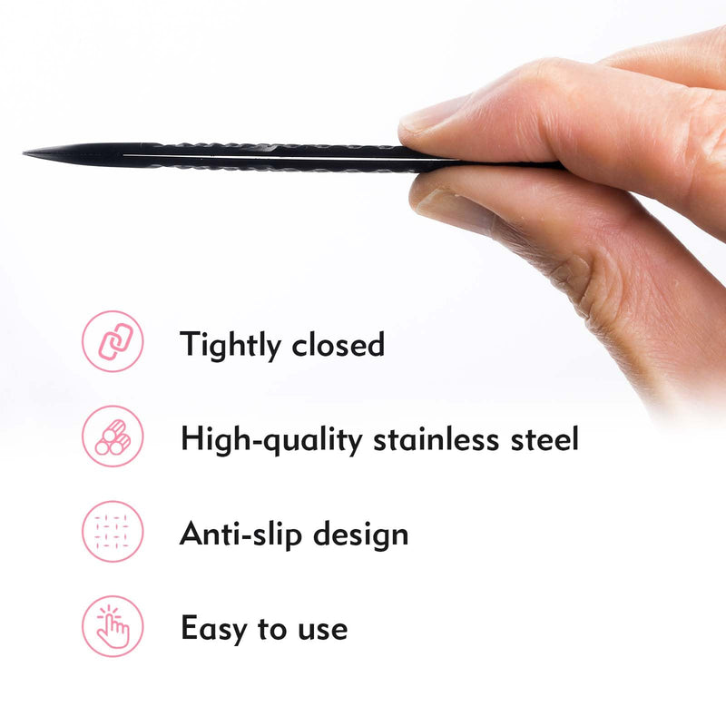 VEYES INC Lash Tweezers for Eyelash Extensions,Fiber Tip Tweezers Kit for Individual Classic and Volume Lash,3PCS Stainless Steel Lash Tweezers-Black Noir KIT