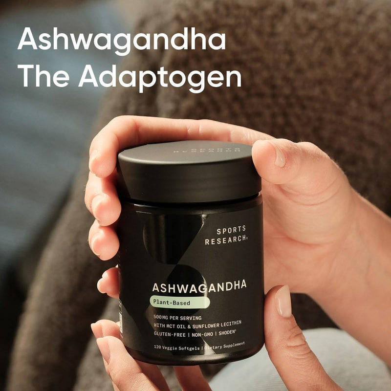 [Australia] - Sports Research® Ashwagandha Softgels with Coconut MCT Oil - Natural Adaptogen made with Shoden® Ashwa for Relaxation, Calm & Sleep Support - Gluten Free & Vegan Friendly - 60 Count 60 Count (Pack of 1) 