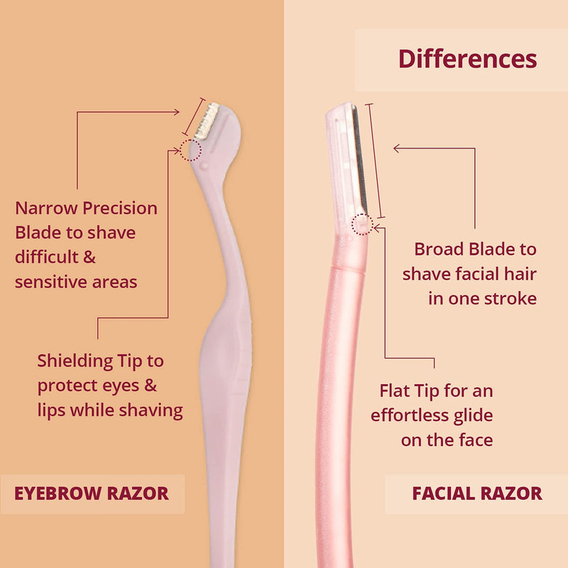 [Australia] - Carmesi Eyebrow Razor for Women | Facial Hair Removal for Eyebrows, Upper Lip & Corners | Painless Shave with Precision Blade & Safety Shield | 3 Count (Pack of 2) 